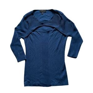 Lane Bryant Womens/Teen Ribbed Sweater Blue Chest Cut out Size 14/16 Feminine